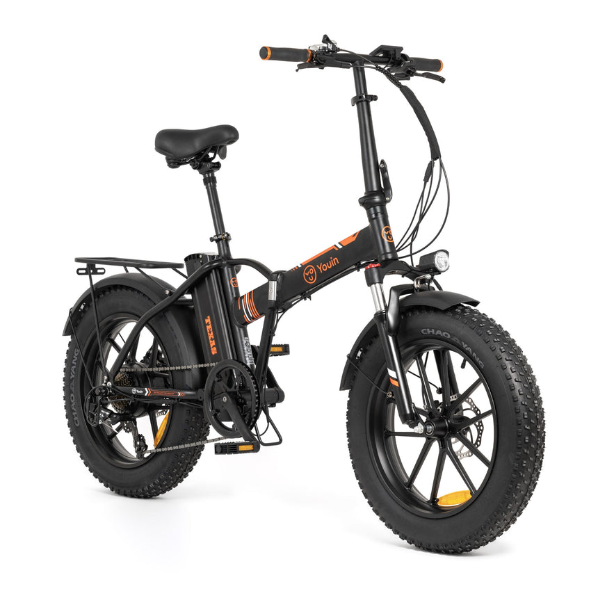Bicicleta eléctrica Fat Bike plegable Youin Texas Negro/Naranja - FUNCIONAL
