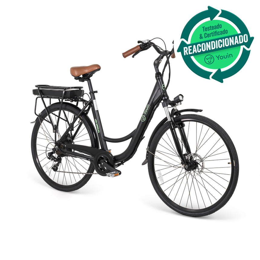 Bicicleta eléctrica urbana Youin Los Angeles negra 28" - SEMINUEVO