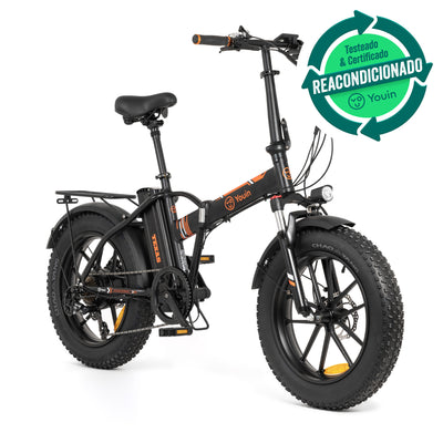 Bicicleta eléctrica Fat Bike plegable Youin Texas Negro/Naranja - FUNCIONAL
