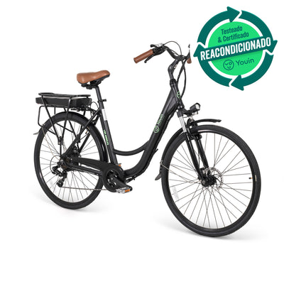 Bicicleta eléctrica urbana Youin Los Angeles negra 28" - SEMINUEVO